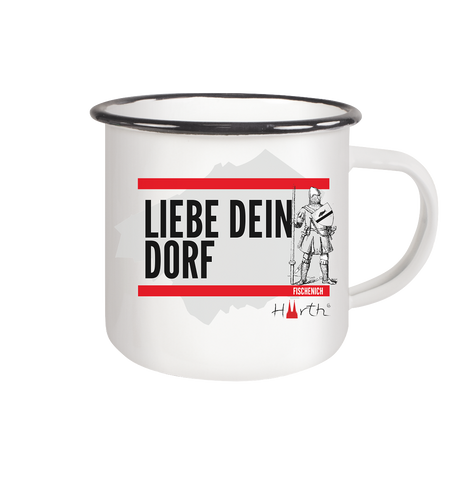 Liebe dein Dorf - Fischenich - Emaille Tasse (Black)