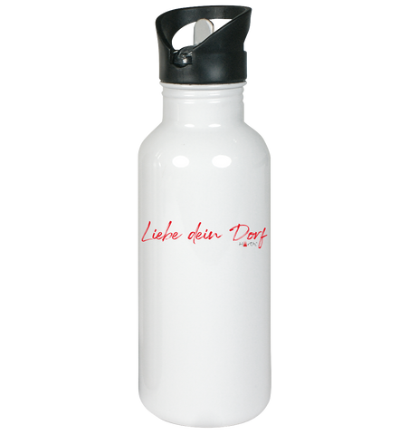 Liebe dein Dorf - Handschrift - Edelstahl-Trinkflasche